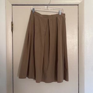 Taupe A Line MIDI Skirt with Pleats